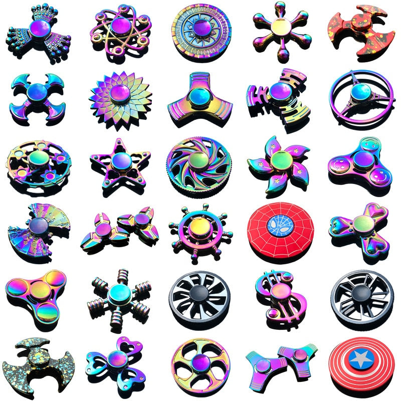New Kinetic Colorful Hand Spinner Fidget Zinc Alloy Metal Fidget Spinner Metal Bearing Edc Finger Spinner Hand Relieves Stress E