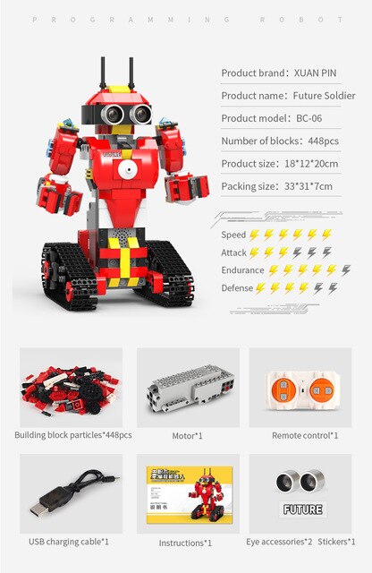 programmable toys robot building block stem toy Learning Kit education mobile remote control birthday gift for Children Kid