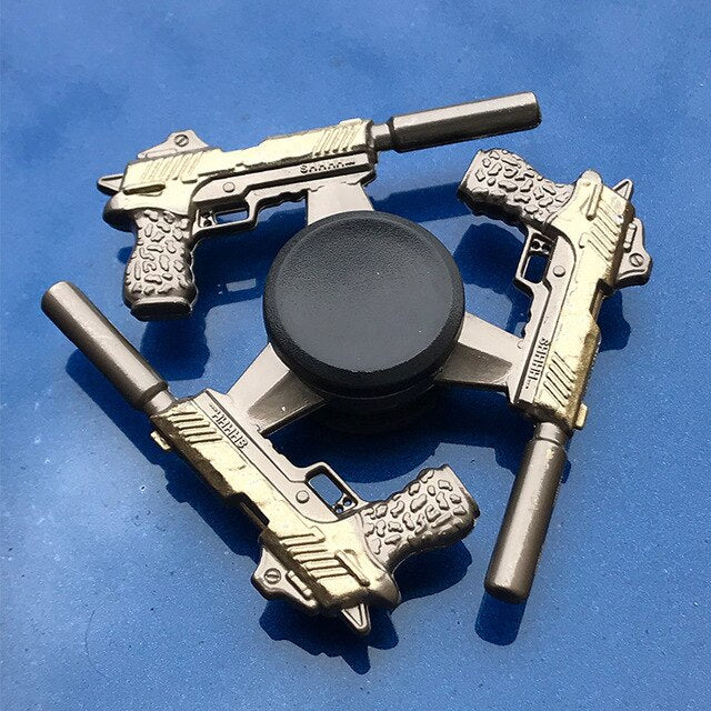 R118 Bearing Adult Spinner Gyro Sniper Tri Finger Spinner Metal Toys for Children Spinner Ring Smoke Bomb Pan Shape