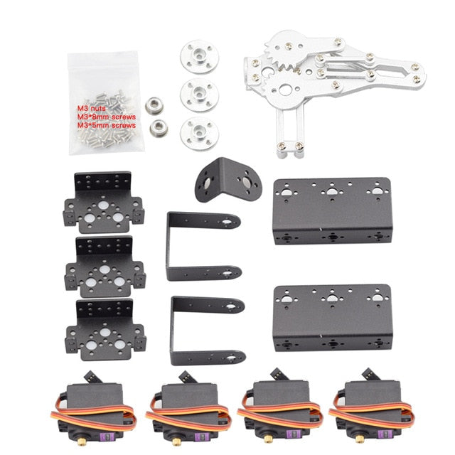 Arduino 4 Asix Robot Arm Manipulator with 4pcs 180 Degree MG996r Servo Metal Claw Gripper DIY Programming STEM Toy Parts