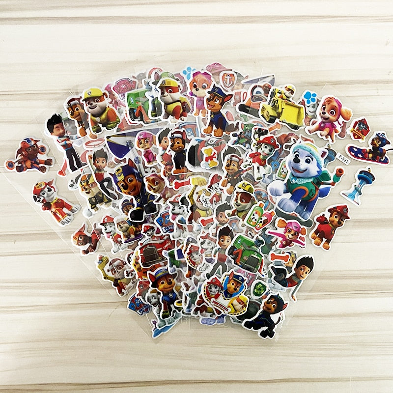 NEW 6/12 sheets PAW Patrol dog Toy car Stickers 3D Children's Cartoon Bubble Paste Thicken The Reward Stickers Kids Toys Gifts