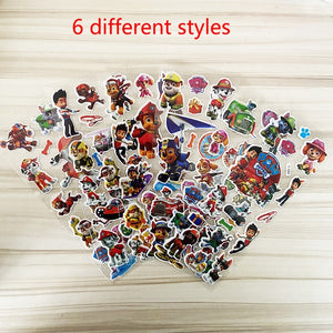 NEW 6/12 sheets PAW Patrol dog Toy car Stickers 3D Children's Cartoon Bubble Paste Thicken The Reward Stickers Kids Toys Gifts