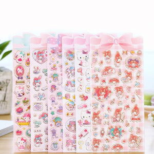 1 Sheet Lovely Golden Foil Melody Twin Star Stickers DIY Stick Label PVC Phone Hand Account Decor Sticker Toys for Kids Gift