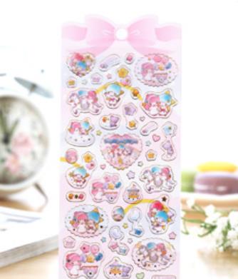1 Sheet Lovely Golden Foil Melody Twin Star Stickers DIY Stick Label PVC Phone Hand Account Decor Sticker Toys for Kids Gift