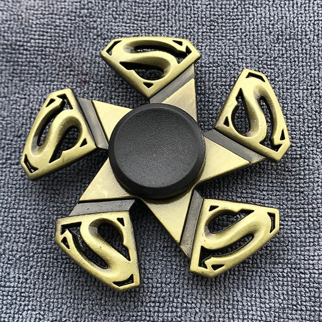 Bronze Superman Finger Spinner Toys for Children Thor Hammer Alloy Metal Hand Tri Spinner Ring for Adults Toys