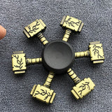 Bronze Superman Finger Spinner Toys for Children Thor Hammer Alloy Metal Hand Tri Spinner Ring for Adults Toys