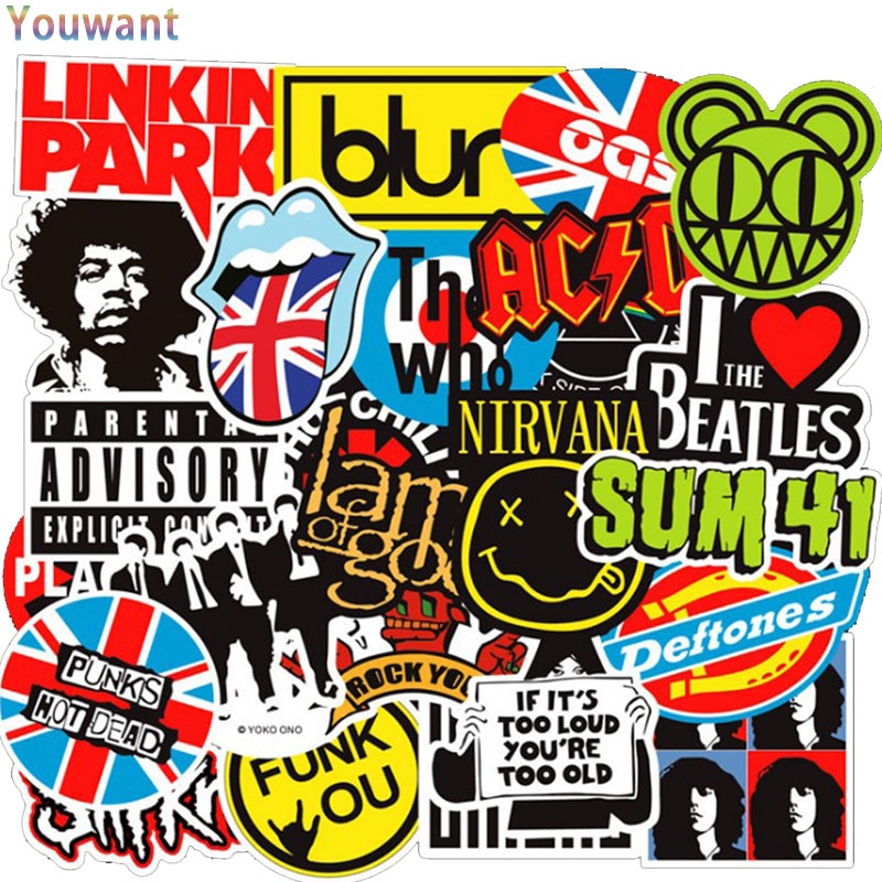 10/30/50pcs pack Stickers Hip Hop Rock & Roll Band Cartoon Character Graffiti Sticker For Skateboard Laptop Waterproof Toy