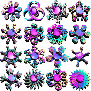 3 Leaf Rainbow Metal Finger Spinner Bearing Spinner Toy Adult Cross Spinning Top Decompression Toys For Children Fidget Spinners