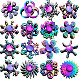 3 Leaf Rainbow Metal Finger Spinner Bearing Spinner Toy Adult Cross Spinning Top Decompression Toys For Children Fidget Spinners