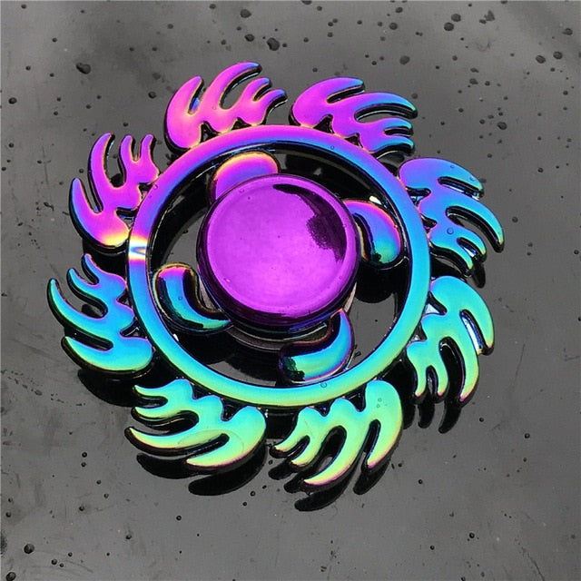 3 Leaf Rainbow Metal Finger Spinner Bearing Spinner Toy Adult Cross Spinning Top Decompression Toys For Children Fidget Spinners