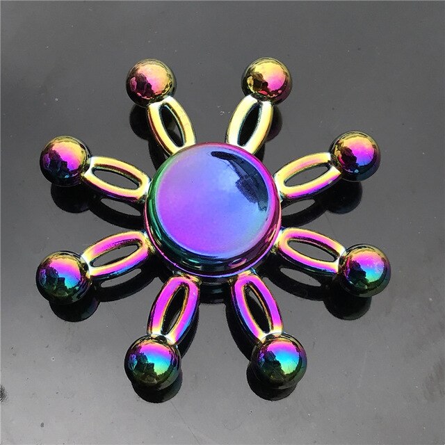 3 Leaf Rainbow Metal Finger Spinner Bearing Spinner Toy Adult Cross Spinning Top Decompression Toys For Children Fidget Spinners