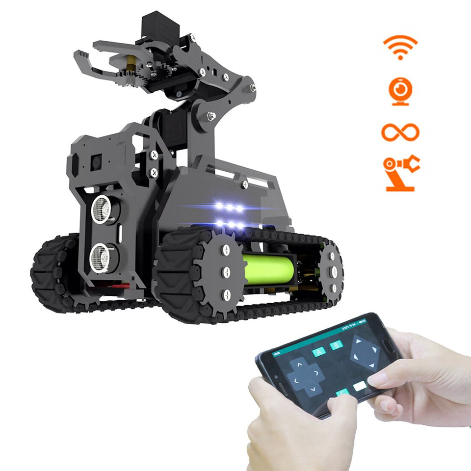 Adeept RaspTank WiFi Wireless Smart Robot Car Kit Tank 4-DOF Robotic Arm Robot with OpenCV Target Tracking Video Transmission