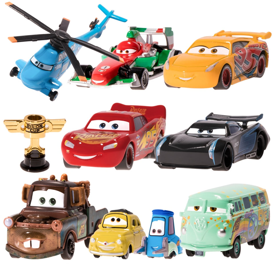 Disney Pixar Cars 2 3 Lightning McQueen Mater Jackson Storm Ramirez 1:55 Diecast Micro Racers Vehicle Model Toy Car Boy Kid Gift