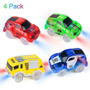 5.4cm Magic Electronics LED Car Toys With Flashing Lights Educational Toys For Children Birthday Party Gift Play With Tracks