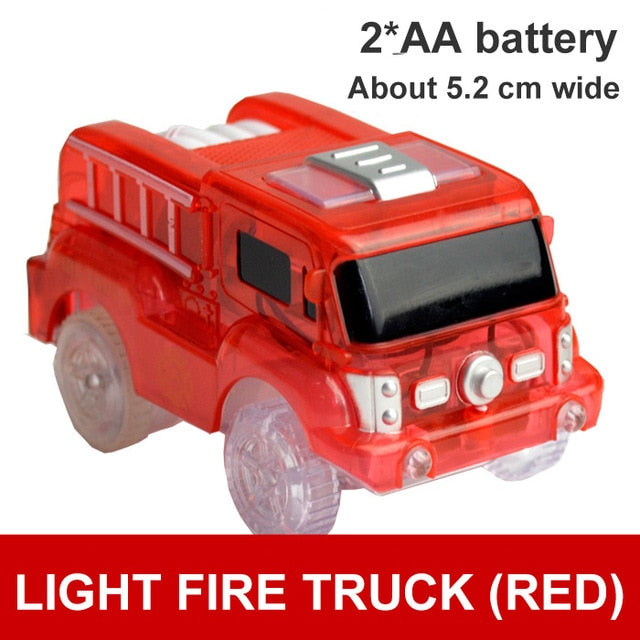 5.4cm Magic Electronics LED Car Toys With Flashing Lights Educational Toys For Children Birthday Party Gift Play With Tracks