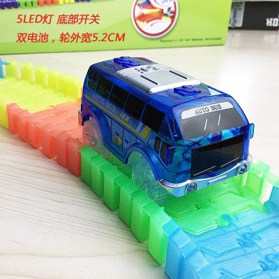 5.4cm Magic Electronics LED Car Toys With Flashing Lights Educational Toys For Children Birthday Party Gift Play With Tracks
