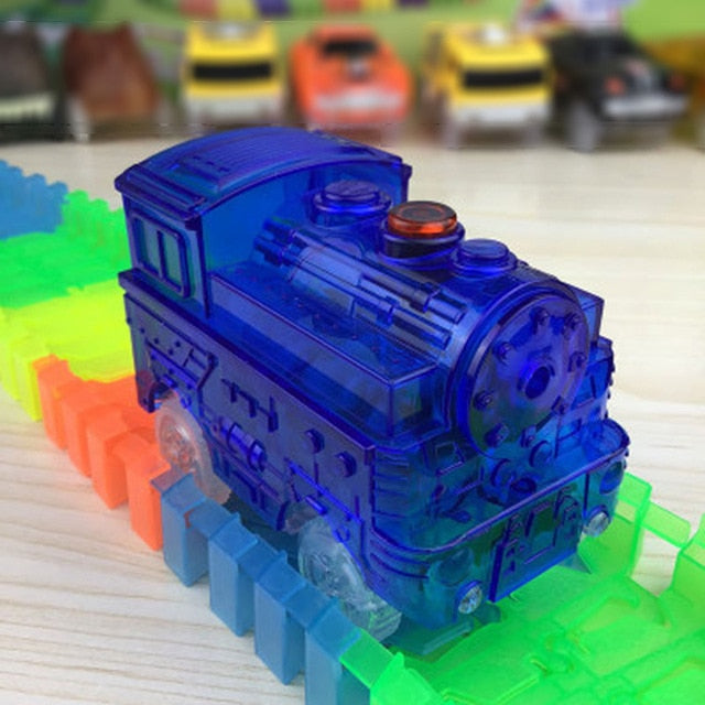 5.4cm Magic Electronics LED Car Toys With Flashing Lights Educational Toys For Children Birthday Party Gift Play With Tracks