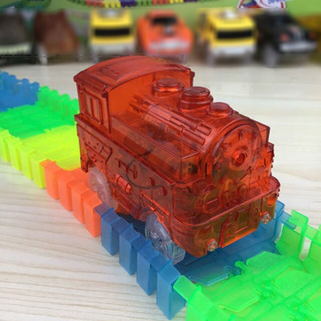 5.4cm Magic Electronics LED Car Toys With Flashing Lights Educational Toys For Children Birthday Party Gift Play With Tracks