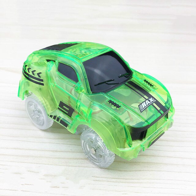 5.4cm Magic Electronics LED Car Toys With Flashing Lights Educational Toys For Children Birthday Party Gift Play With Tracks