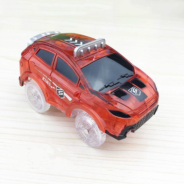 5.4cm Magic Electronics LED Car Toys With Flashing Lights Educational Toys For Children Birthday Party Gift Play With Tracks