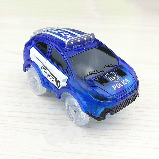 5.4cm Magic Electronics LED Car Toys With Flashing Lights Educational Toys For Children Birthday Party Gift Play With Tracks