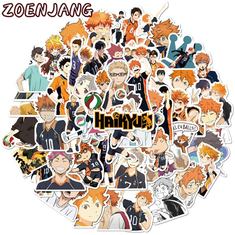 10/30/52pcs Cartoon Anime Haikyuu Stickers Waterproof PVC Motorcycle Car Luggage Laptop Guitar Skateboard Notebook Cool Sticker