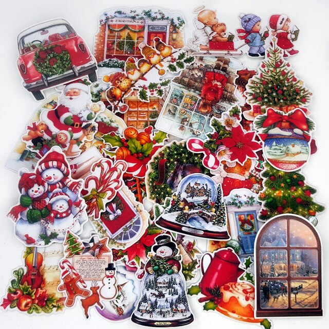 33PCS Christmas Stickers Crafts And Scrapbooking stickers kids toys book Decorative sticker DIY Stationery