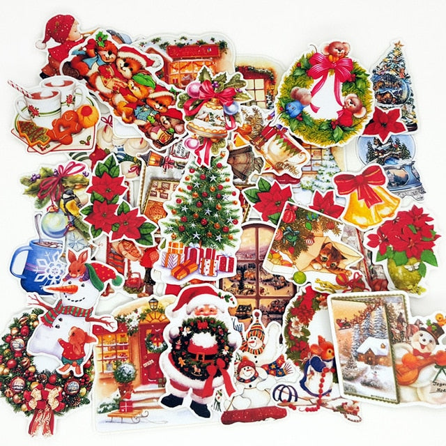 33PCS Christmas Stickers Crafts And Scrapbooking stickers kids toys book Decorative sticker DIY Stationery