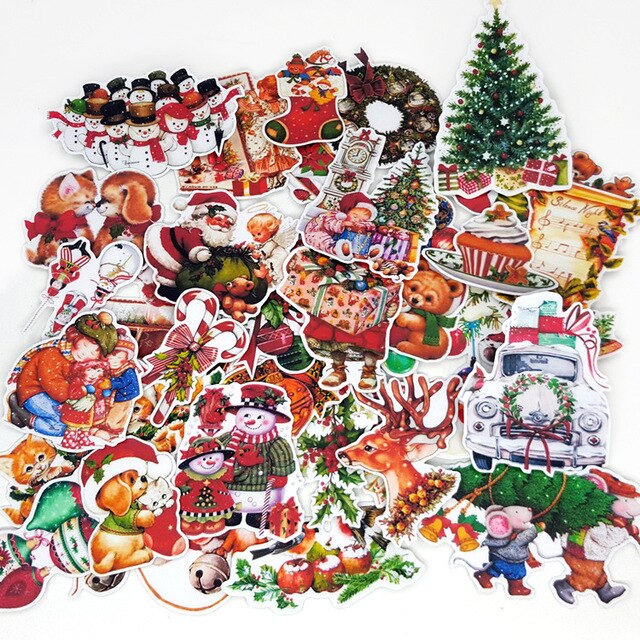 33PCS Christmas Stickers Crafts And Scrapbooking stickers kids toys book Decorative sticker DIY Stationery