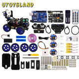 Scratch3.0 Luminescent Ultrasonic Module Smart Robot Car Wifi Camera Gimbal Kit For Arduino UNO(No Battery)(With Two Batteries)