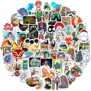 50pcs/pack Japanese anime Miyazaki Hayao Spirited Away Stickers For Refrigerator Car Helmet DIY Gift box Bicycle Guitar Notebook