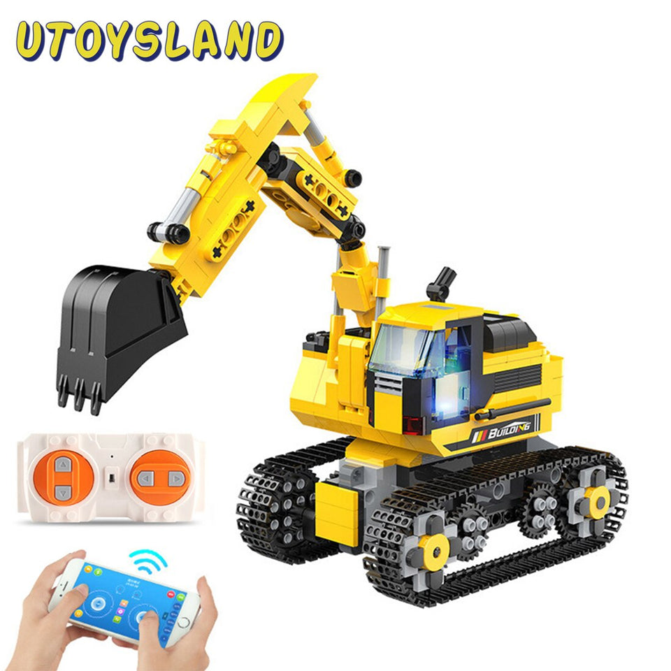 580Pcs Intelligent Building Block Programming Engineering Vehicle Brick Excavator Assembly Toy For Children Kid Educational Toys