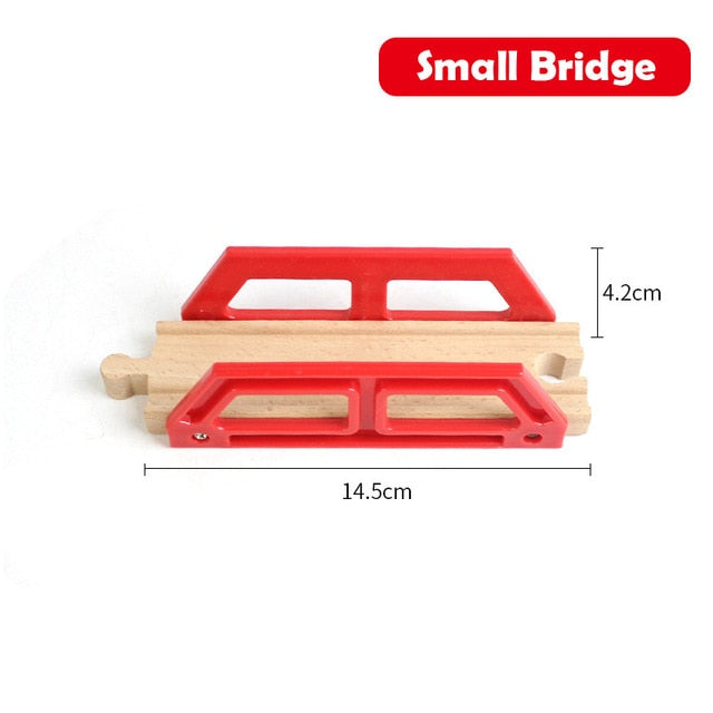 Wooden Track Railway Accessories Bridge Train Station Tunnel Cross Compatible All Brands Wood Track Educational Toys for Kids
