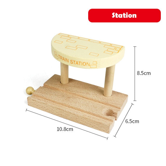 Wooden Track Railway Accessories Bridge Train Station Tunnel Cross Compatible All Brands Wood Track Educational Toys for Kids