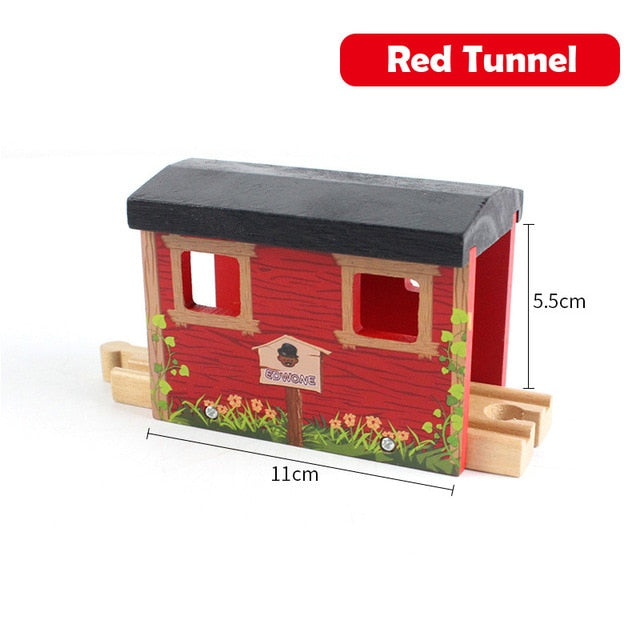 Wooden Track Railway Accessories Bridge Train Station Tunnel Cross Compatible All Brands Wood Track Educational Toys for Kids