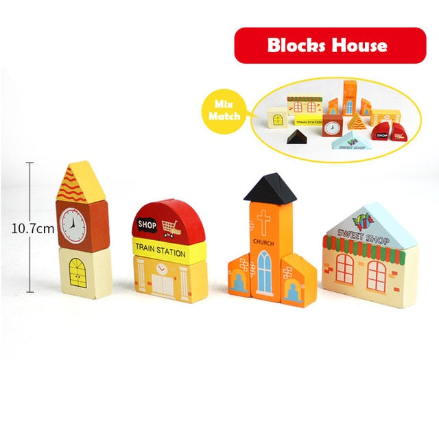 Wooden Track Railway Accessories Bridge Train Station Tunnel Cross Compatible All Brands Wood Track Educational Toys for Kids