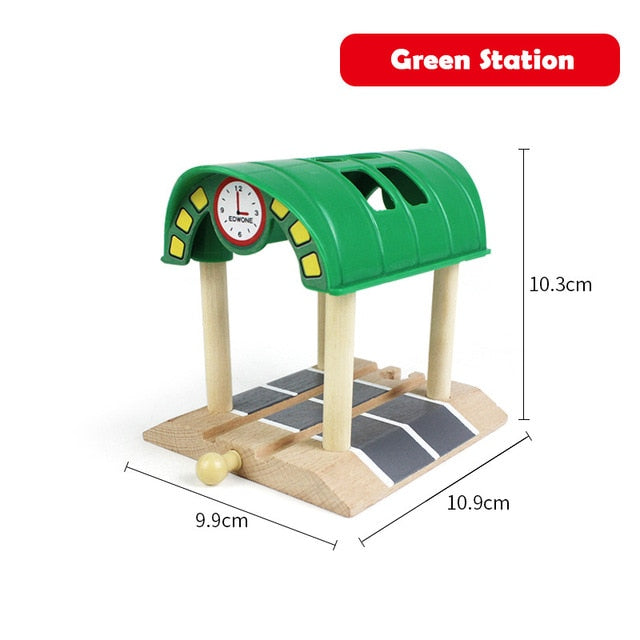 Wooden Track Railway Accessories Bridge Train Station Tunnel Cross Compatible All Brands Wood Track Educational Toys for Kids