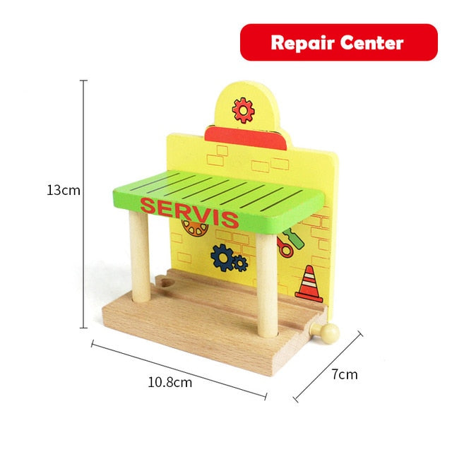 Wooden Track Railway Accessories Bridge Train Station Tunnel Cross Compatible All Brands Wood Track Educational Toys for Kids