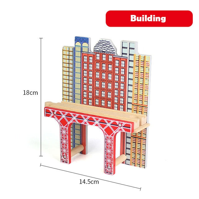Wooden Track Railway Accessories Bridge Train Station Tunnel Cross Compatible All Brands Wood Track Educational Toys for Kids