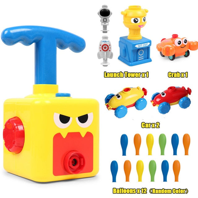 Power Balloon Launch Tower Toy Puzzle Fun Education Inertia Air Power Balloon Car Science Experimen Toy for Children Gift