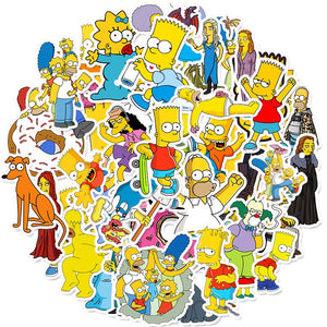 50PCS Anime Simpsons Cartoon Stickers Skateboard Fridge Guitar Laptop Motorcycle Travel Luggage Classic Toy Waterproof Stickers