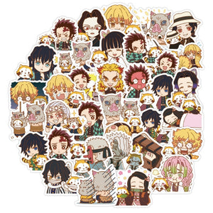 40Pcs Anime Demon Slayer Kimetsu No Yaiba Stickers 3-4 CM Cute Waterproof Graffiti Sticker For Laptop Phone Cup Vsco Car Sticker
