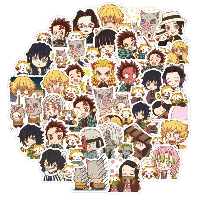 40Pcs Anime Demon Slayer Kimetsu No Yaiba Stickers 3-4 CM Cute Waterproof Graffiti Sticker For Laptop Phone Cup Vsco Car Sticker