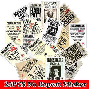 25PCS Cartoon HP Pottes Classic Harries Stickers Luggage Skateboard Laptop Sticker Refrigerator Stationery Waterproof Stickers