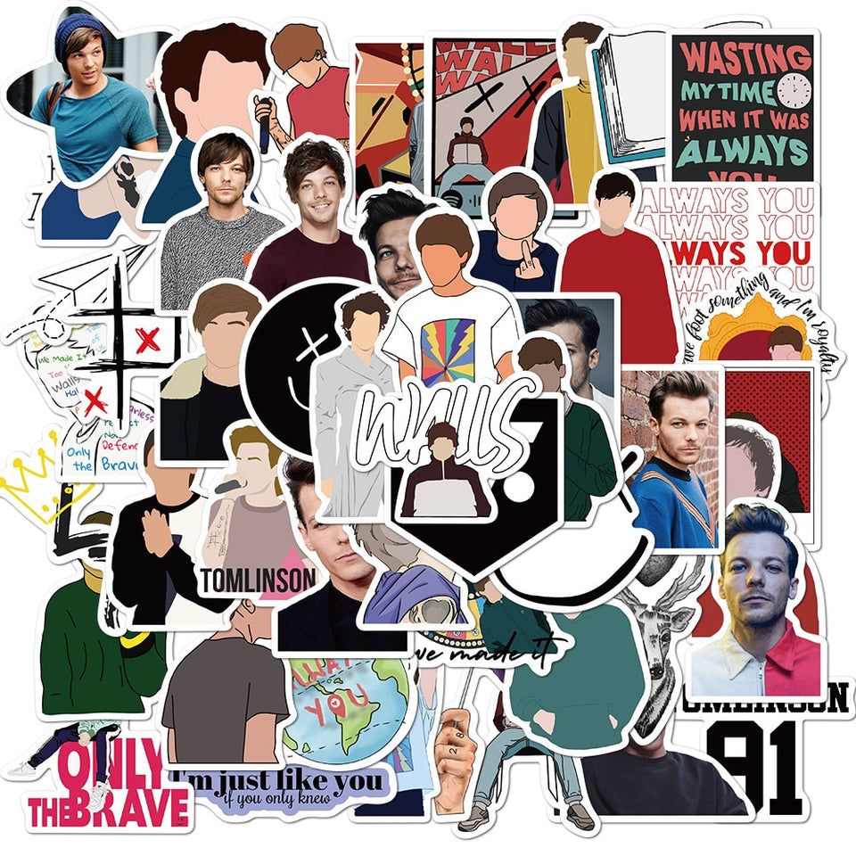 50pcs Singer Louis Tomlinson Stickers for Car Laptop PVC Backpack Water Bottle Pad Bicycle Waterproof Decal Toy