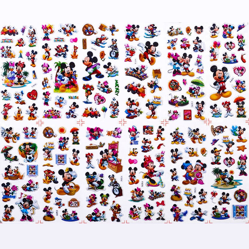 12 Sheets/set Mickey Minnie scrapbooking for kids rooms decor diary notebook decoration toy 3D sticker