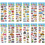 12 Different Sheets Crtoon Traffic Car Aircraft DIY Stickers Toys PVC Scrapbook for Children Diary Notebook Decoration Gifts